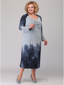 Модель: 3590-С. Платье из купонного трикотажа с длинными рукавами-реглан и кокеткой.