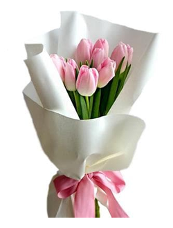 9 нежно розовых тюльпанов