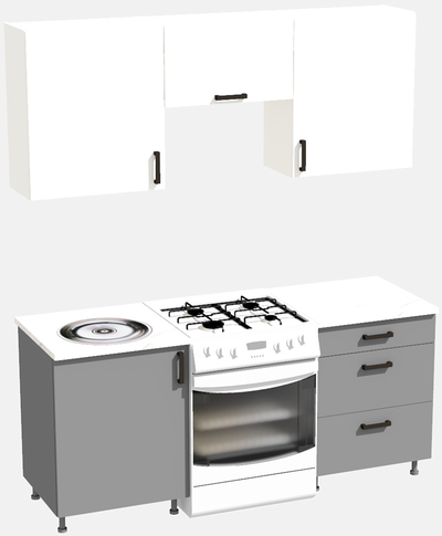Кухня эконом 1,2 метра (600х600) Цвет: Белый/Базальт