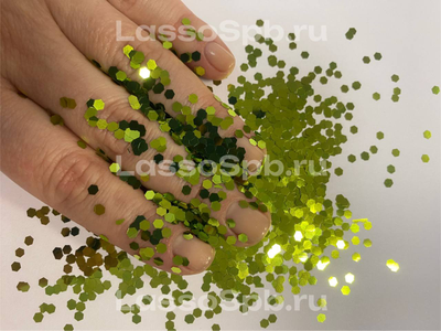 Глиттер блёстки "Зеленый Травянистый Малахит Крупный" 2,8 мм 0,5 кг