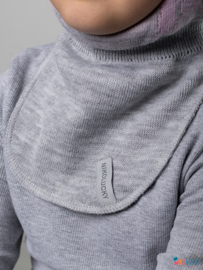 Шапка-шлем 23101-03 с утеплит., хб подклад, серый,розовый 48-50