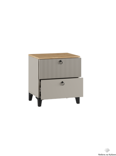 Ника Тумба прикроватная, ПВШ 400*516*410 (мдф бежевый мат-05 / лдсп кашемир + дуб делано)