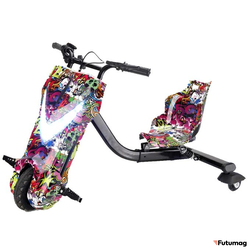 Электроскутер Дрифт Карт Drift-Trike (DRIFT CAR) T01 Джунгли (Фиолетовый граффити)