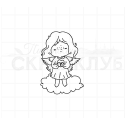 штамп ангел на облаке с сердцем в руках