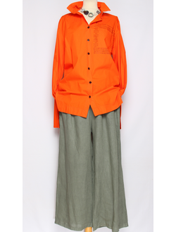 РУБАШКА ХЛОПОК "ТЕКСТЫ" оранжевая 48-56