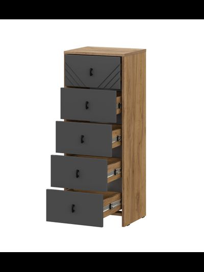 Байкал Комод 5 ящиков Дуб Золотой/Графит