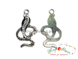 ПОДВЕСКА В ТИБЕТСКОМ СТИЛЕ "КОБРА" - 35*18мм - АНТИЧНОЕ СЕРЕБРО