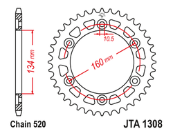 Звезда ведомая алюминиевая JT JTA1308.43 (JTA1308-43) (A1308-43) для Honda Road