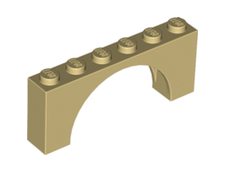 Arch 1 x 6 x 2 - Medium Thick Top without Reinforced Underside, Tan (15254 / 6052783 / 6106187)