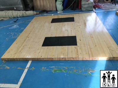 Помост тяжёлоатлетический 3х3х0,1м (тренировочный) рез. Амортизаторы 1х0.5х0,04м DNN