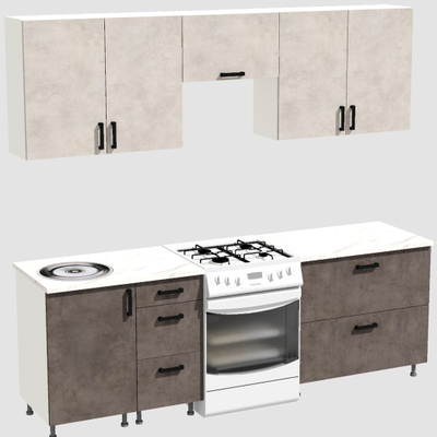 Кухня Эконом 1,8 метра (900х900) Цвет: Цемент светлый/Цемент темный