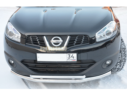 Защита переднего бампера двойная (радиус) d60/42 для Nissan Qashqai 2008-2013