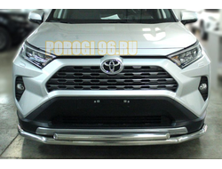 Защита переднего бампера двойная d60/53 с четырьмя загибами для Toyota RAV4 (2019-...)
