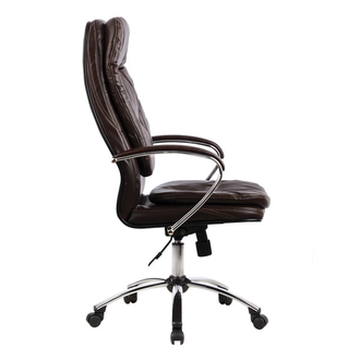 Кресло офисное МЕТТА "LK-11CH", кожа, хром, коричневое