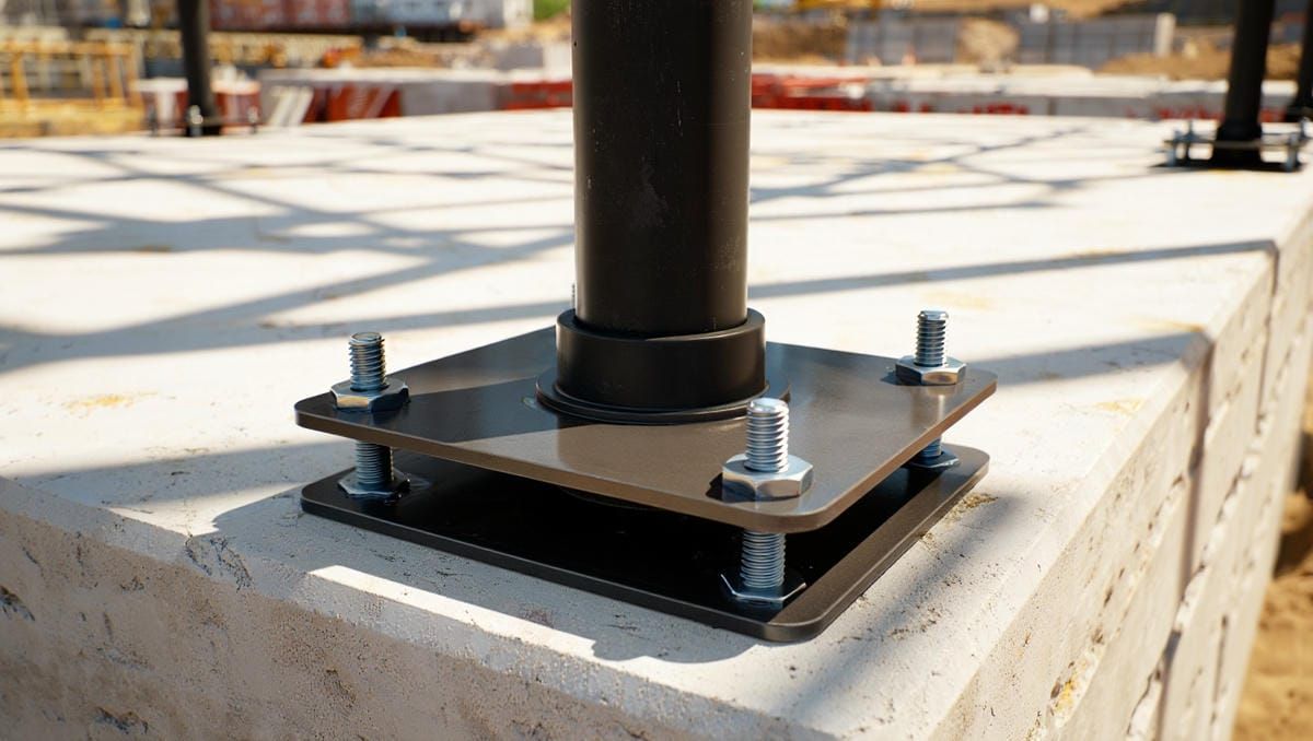 Надежная фланцевая опора освещения и болтовое соединение фундамента