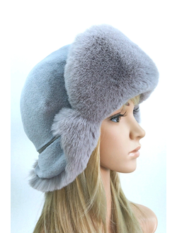 Ушанка "Север" цвет серо-голубой + серый