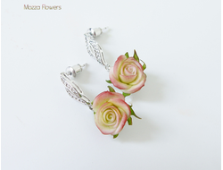 Позолоченные серьги с розочками "Счастье".  ЕСТЬ В НАЛИЧИИ.