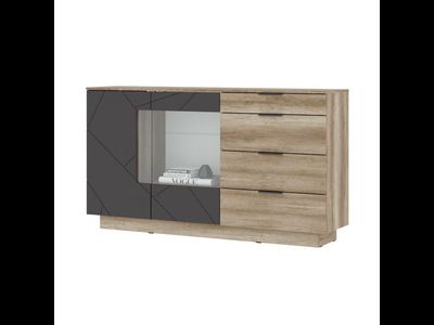 Даллас КМ 02 Комод 4 ящика со стеклом Стенд