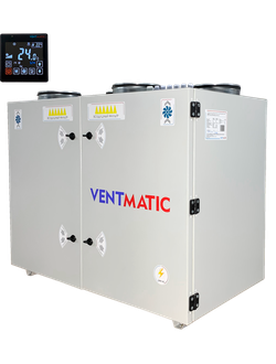 VMPVU-E-RR-300-1.8/1-2-V КОМПАКТНАЯ ПРИТОЧНО-ВЫТЯЖНАЯ  УСТАНОВКА 300 м3/ч, РОТОРНЫЙ РЕКУПЕРАТОР, ЭЛЕКТРОНАГРЕВ, ВЫХЛОП ВВЕРХ, НАПОЛЬНАЯ