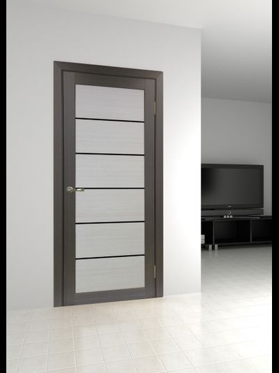 OPTIMA PORTE/ TURIN 506.12  ВЕНГЕ-ДУБ СЕРЫЙ-LACOBEL BLACK/ ПОЛОТНО ОСТЕКЛЕННОЕ