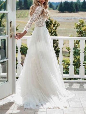 Свадебное платье в пол стиля бохо с кружевными рукавами купить недорого