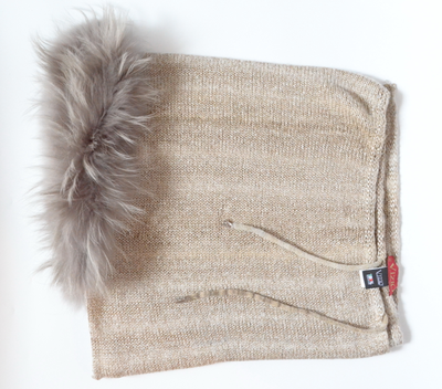 Зимний палантин с мехом вязаный для женщин