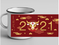 Кружка металлическая эмалированная с символикой "Быка" №5