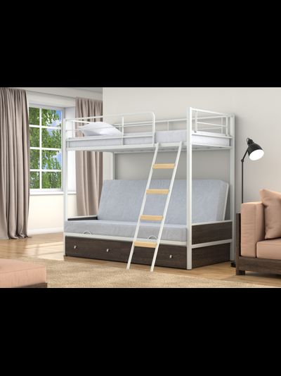 Двухъярусная кровать-диван Дакар 2 Белый (вставки венге)