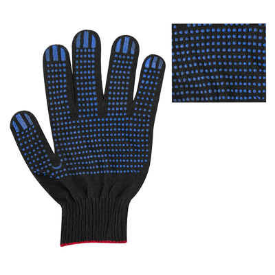 Перчатки хлопчатобумажные, КОМПЛЕКТ 5 пар, 10 класс, ПВХ-точка, черные