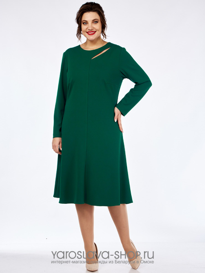 Стильное трикотажное платье зеленого цвета