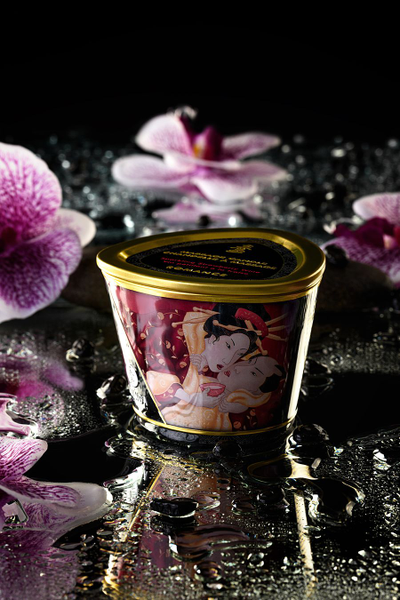 274508 Массажное аромамасло в виде свечи Shunga «Романтика.Шампанское и клубника», 170мл