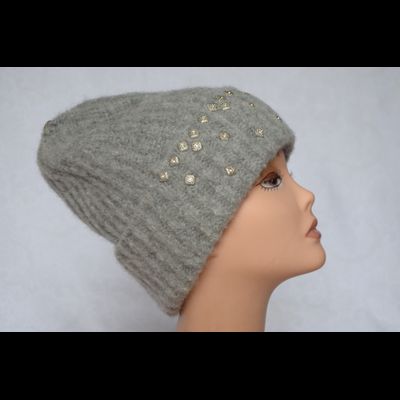 Шапка с отворотом вязаная из альпака Vizio Италия 6769 CRY серая