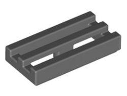 Tile, Modified 1 x 2 Grille with Bottom Groove / Lip, Dark Bluish Gray (2412b / 4210631)