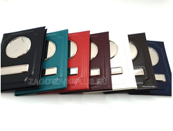 Обложка из натуральной глянцевой кожи без надписи для авто документов в комплекте с линзами