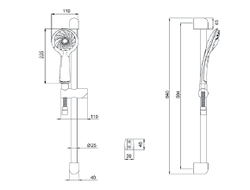 Набор для душа VitrA Samba 3F (штанга и ручной душ 3-режимный), A45680WSA