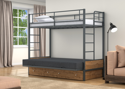 Двухъярусная кровать-диван Дакар 1 Серый (вставки дуб крафт табак) фото 5