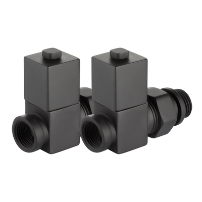 Набор дизайн-вентилей Royal Thermo CUBE, прямой (чёрный) 1/2"