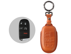 Кожаный чехол светлого коричневого цвета для смарт ключа Jeep Grand Cherokke, Compass, Cherokee