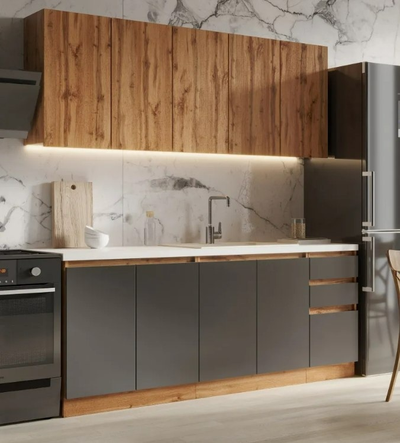 Кухня "Венера" 2 м мрамор с тиснением МДФ/ЛДСП (Игни)