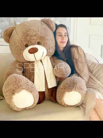 Большой плюшевый медведь 140 см кофейный Барни