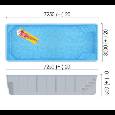 Композитный бассейн 7,25 х 3 х 1,5 "Кан" Franmer