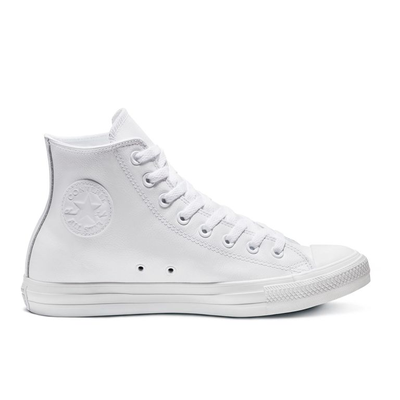 Кеды кожаные Converse All Star белые монохромные высокие