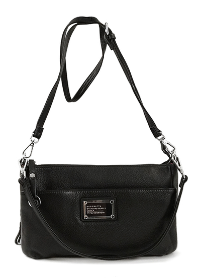 (АРТИКУЛ: 8037) СУМКА КЛАТЧ ЖЕНСКАЯ НЕБОЛЬШАЯ, НАТУРАЛЬНАЯ КОЖА, С ДВУМЯ НАРУЖНЫМИ КАРМАНАМИ, ЧЕРНАЯ, РЕМЕНЬ ЧЕРЕЗ ПЛЕЧО