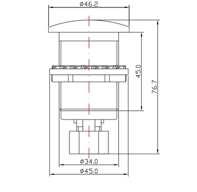 Кнопка пневматического управления арт. 9575, хром , накладка сталь