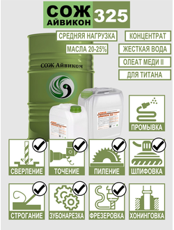 СОЖ Айвикон 325 / Полусинтетика, Масло до 25%, Имидазолин, Олеат Меди II, Концентрат