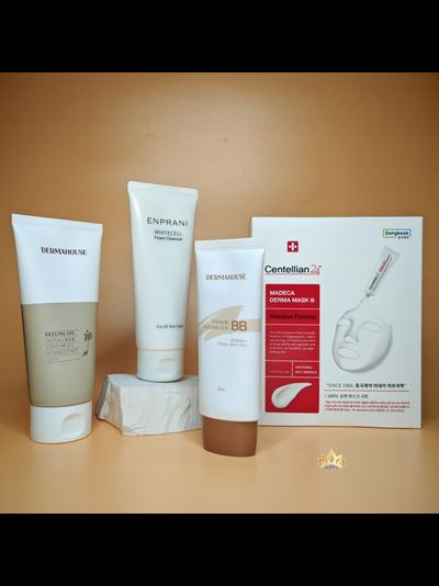 Набор средств для чистой яркой и молодой кожи: пенка, пилинг, маски для лица и BB крем