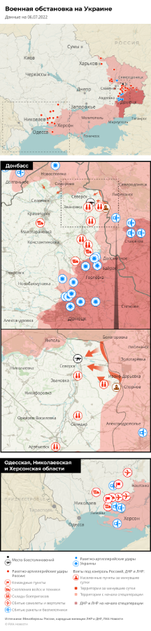 Ход Специальной операции на Донбассе и Украине. 6 июля 2022 года. РИА Новости