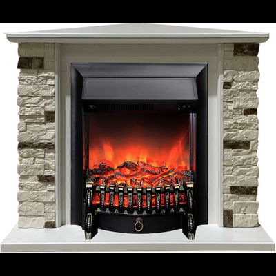 Угловой электрокамин Кимберли WT M1 с очагом Fobos