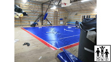 Нанесение разметки и логотипа на помост на ПВХ тент для помоста ушу саньда