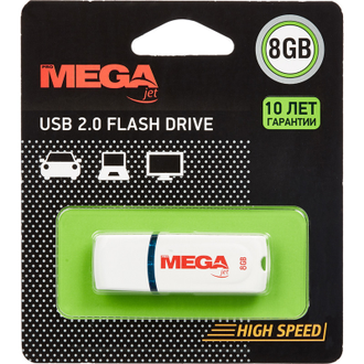 Флеш-память ProMega jet, 8Gb, USB 2.0, белый, PJ-FD-8GB-White